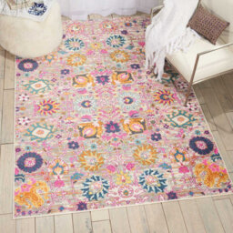 Silver Luxurious Traditional Easy To Clean Abstract Floral Rug For Dining Room-201Cm X 290Cm - thumbnail 2