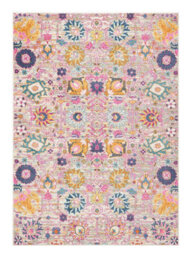Silver Luxurious Traditional Easy To Clean Abstract Floral Rug For Dining Room-201Cm X 290Cm - thumbnail 6