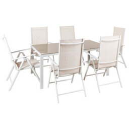 Beliani Garden Dining Set 6 Seater Catania Metal Beige - thumbnail 1