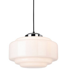 Luminosa Lighting Luminosa Art Deco Pendant Light Chrome With Opal White Glass - thumbnail 1
