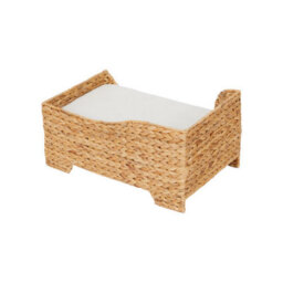 Teamson Pets Indoor Wicker Cat Or Small Dog Raised Bed, Elevated Lounger With Removable Washable Cushion, Tan - thumbnail 6