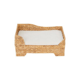 Teamson Pets Indoor Wicker Cat Or Small Dog Raised Bed, Elevated Lounger With Removable Washable Cushion, Tan - thumbnail 2