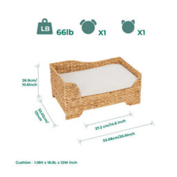 Teamson Pets Indoor Wicker Cat Or Small Dog Raised Bed, Elevated Lounger With Removable Washable Cushion, Tan - thumbnail 4