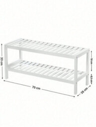 LEDREM Natural Bamboo 2-Tier Shoe Rack, Shelf For Shoes Plants Books, For Living Room - thumbnail 7
