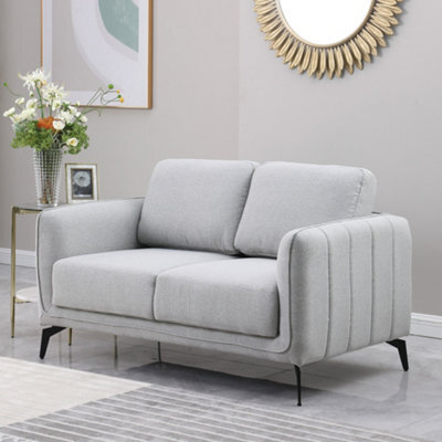 More4Homes Oslo Modern Scandi Style Fabric Living Room 2 Seater Sofa (Light Grey) - image 1