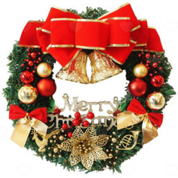 Amorly 30Cm Artificial Christmas Wreath For Front Door, Wall Window, Poinsettia Xmas Decor With Bells, Bowknot And Festive Small Ornament - thumbnail 1