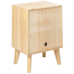 Wyld and Coco Bedsie 1 Drawer Bedside Table - Light Brown Paulownia With Rattan Front Drawer - Boho Nightstand - thumbnail 6