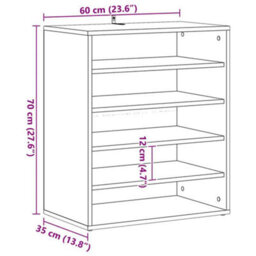 Vidaxl Shoe Cabinet Artisan Oak 60X35X70 Cm Engineered Wood - thumbnail 3