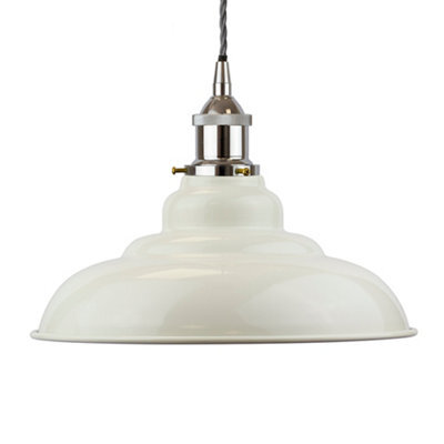 Clay White St Edmund's Painted Dome Pendant Light With Nickel Lamp Holder And Grey Twisted Cable - Se Home - image 1