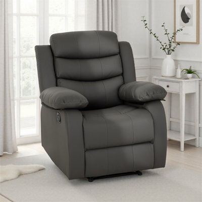 Seconique Roma Recliner Chair Grey Faux Leather - image 1