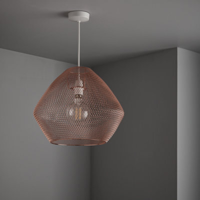 Nielsen Emberley Retro Style Copper Metal Mesh Basket Style Ceiling Pendant, 36Cm Wide - image 1