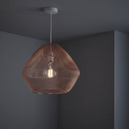 Nielsen Emberley Retro Style Copper Metal Mesh Basket Style Ceiling Pendant, 36Cm Wide - thumbnail 2