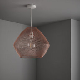 Nielsen Emberley Retro Style Copper Metal Mesh Basket Style Ceiling Pendant, 36Cm Wide - thumbnail 1