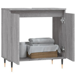 Berkfield Bathroom Cabinet Grey Sonoma 58X33X60 Cm Engineered Wood - thumbnail 3