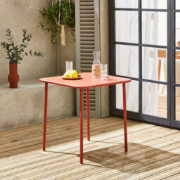 2-Seater Square Steel Garden Table Terracotta - Sweeek