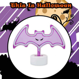 Neon Bat Table Light Halloween Decoration 20Cm X 26Cm Purple X 1 - thumbnail 7