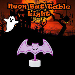 Neon Bat Table Light Halloween Decoration 20Cm X 26Cm Purple X 1 - thumbnail 3