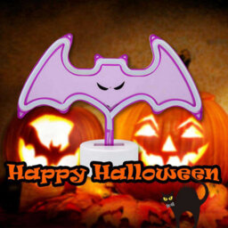 Neon Bat Table Light Halloween Decoration 20Cm X 26Cm Purple X 1 - thumbnail 5