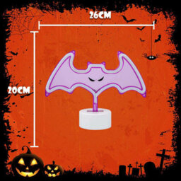 Neon Bat Table Light Halloween Decoration 20Cm X 26Cm Purple X 1 - thumbnail 2