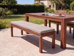 Beliani Garden Bench With Cushion Tuscania 160 Cm Eucalyptus Wood Beige - thumbnail 2