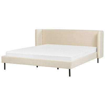 Beliani Bed Velvet Arette 180 X 200 Cm (Eu Super King) Light Beige - image 1
