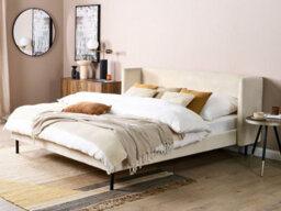Beliani Bed Velvet Arette 180 X 200 Cm (Eu Super King) Light Beige - thumbnail 2