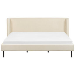 Beliani Bed Velvet Arette 180 X 200 Cm (Eu Super King) Light Beige - thumbnail 4