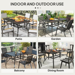 Wyld Haus Ludo 150Cm Steel Black Rectangular Garden Dining Table With Slatted Top And 42mm Parasol Hole - thumbnail 6