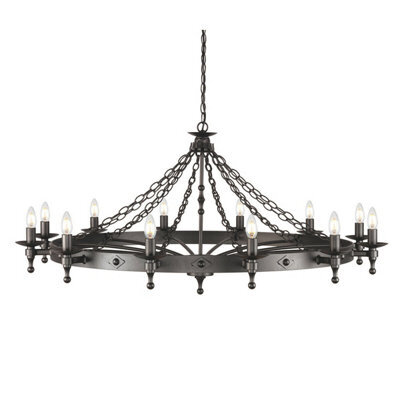 Elegant 12-Bulb Tiered Chandelier With Graphite Finish And Led E14 Bulbs