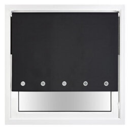 Furnished Thermal Blackout Roller Blinds With Round Eyelets & Metal Fittings - Black (W)210Cm (L)210Cm - thumbnail 1