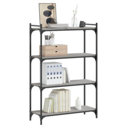 Berkfield Bookcase 4-Tier Grey Sonoma 80X30X120 Cm Engineered Wood - thumbnail 3
