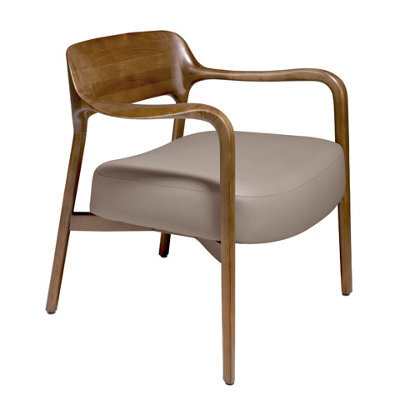 Angel Cerda Elegant Walnut And Mink Leatherette Armchair For Modern Homes - image 1