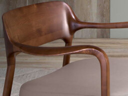 Angel Cerda Elegant Walnut And Mink Leatherette Armchair For Modern Homes - thumbnail 4