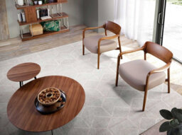 Angel Cerda Elegant Walnut And Mink Leatherette Armchair For Modern Homes - thumbnail 3