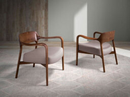 Angel Cerda Elegant Walnut And Mink Leatherette Armchair For Modern Homes - thumbnail 2
