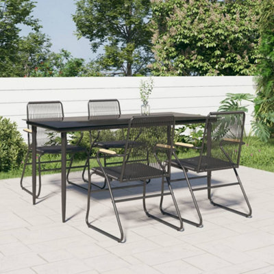 Berkfield 5 Piece Garden Dining Set Black Pvc Rattan - image 1