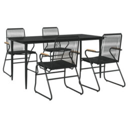 Berkfield 5 Piece Garden Dining Set Black Pvc Rattan - thumbnail 3