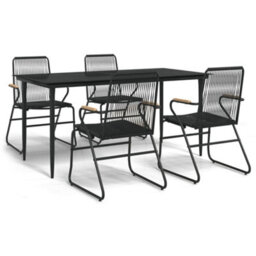 Berkfield 5 Piece Garden Dining Set Black Pvc Rattan - thumbnail 2