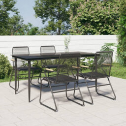 Berkfield 5 Piece Garden Dining Set Black Pvc Rattan