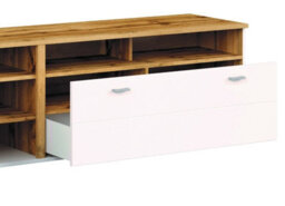 Impact Furniture Tv Cabinet Stand With Drawer Living Room Media Unit Oak Effect White Matt Alamo - thumbnail 3