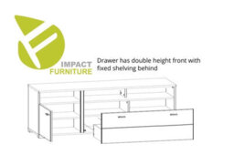 Impact Furniture Tv Cabinet Stand With Drawer Living Room Media Unit Oak Effect White Matt Alamo - thumbnail 4