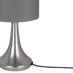 GoodHome Painswick Cylinder Satin Grey Nickel Effect Table Lamp - thumbnail 6