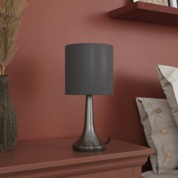 GoodHome Painswick Cylinder Satin Grey Nickel Effect Table Lamp - thumbnail 7