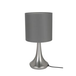 GoodHome Painswick Cylinder Satin Grey Nickel Effect Table Lamp - thumbnail 3