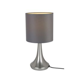 GoodHome Painswick Cylinder Satin Grey Nickel Effect Table Lamp - thumbnail 2