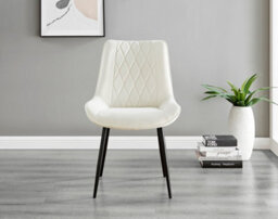 Furniturebox Kylo Brown Wood Effect Dining Table & 4 Cream Pesaro Black Leg Chairs - thumbnail 3