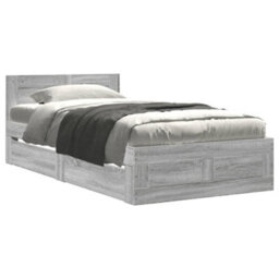 Berkfield Bed Frame With Headboard Without Mattress Grey Sonoma 90X200 Cm - thumbnail 2