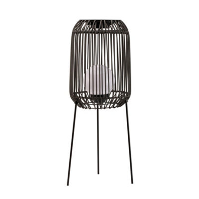 Pauleen 48177 Sunshine Coziness Solar Floor Luminaire For The Balcony Or Garden Black Outdoor Lighting Plastic, Rattan, - image 1