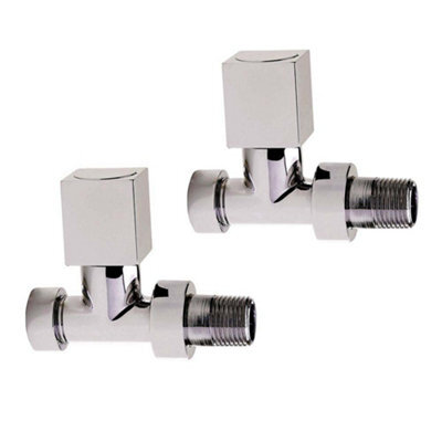 Plum&clay Pair Of Square Chrome Straight Radiator Valves - image 1