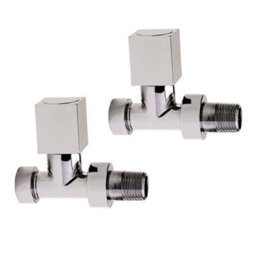 Plum&clay Pair Of Square Chrome Straight Radiator Valves - thumbnail 1